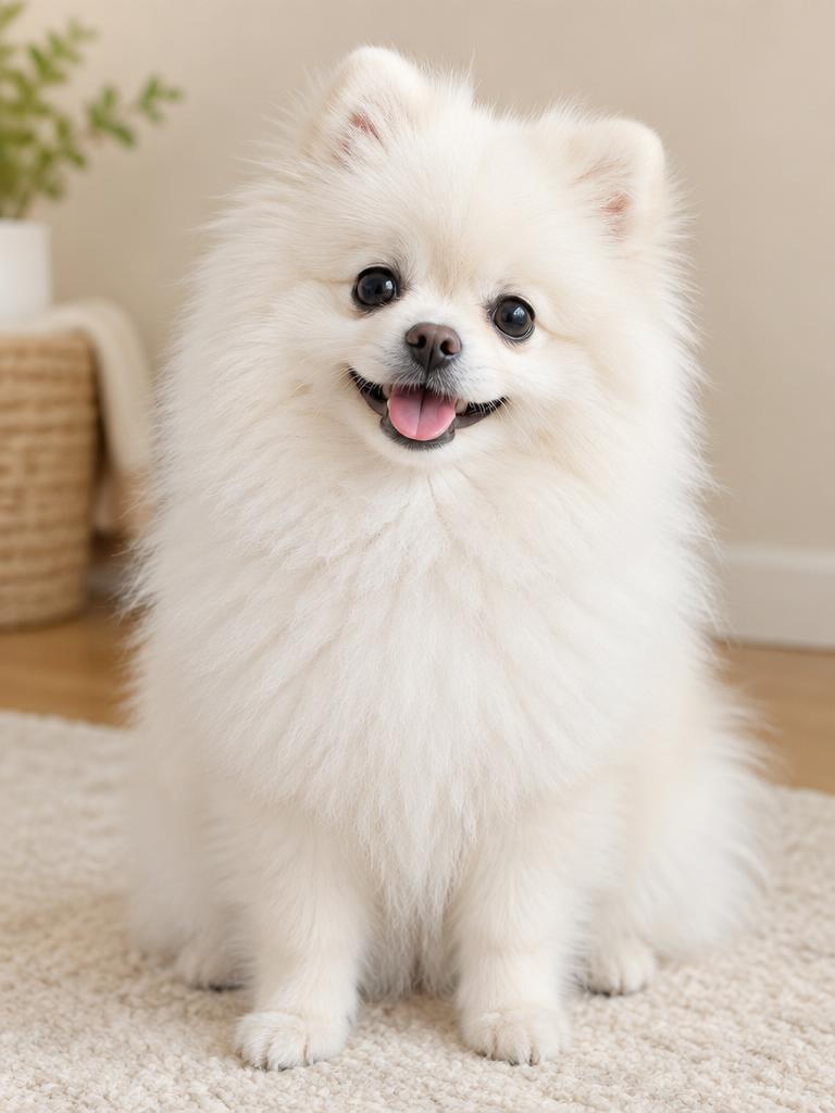 Boon, a fluffy white Pomeranian