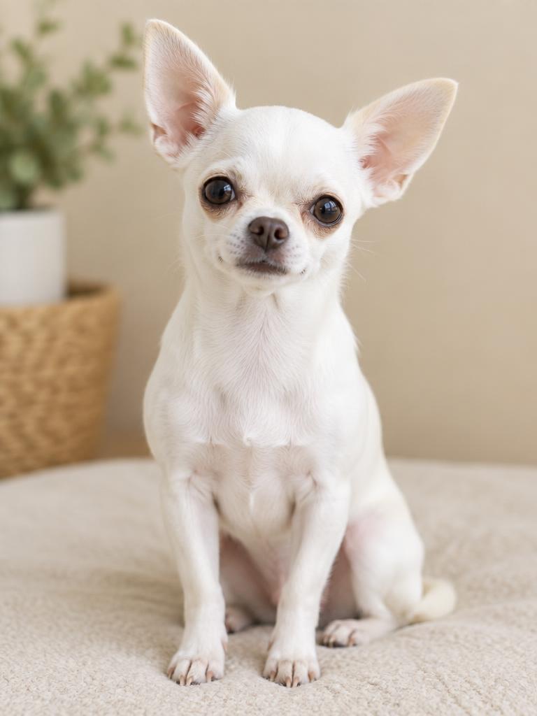 Mali, a small white Chihuahua